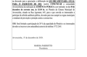 AUDIÊNCIA PÚBLICA!