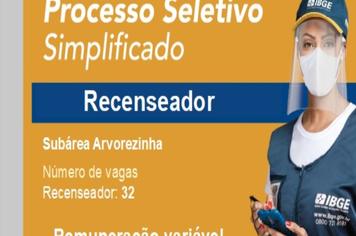 Com 32 vagas para Arvorezinha, inscrições para recenseador terminam nesta sexta-feira.