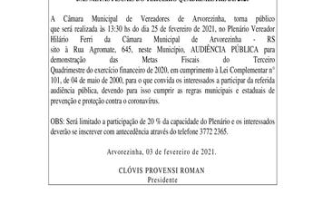 AUDIÊNCIA PÚBLICA!