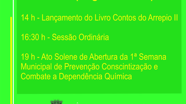 Câmara realizará Lançamento de Livro, Sessão Ordinária e Ato Solene no dia 18 de Junho de 2018.