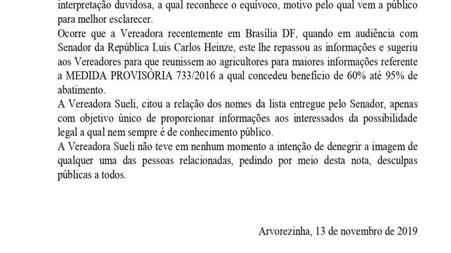 NOTA DE ESCLARECIMENTO